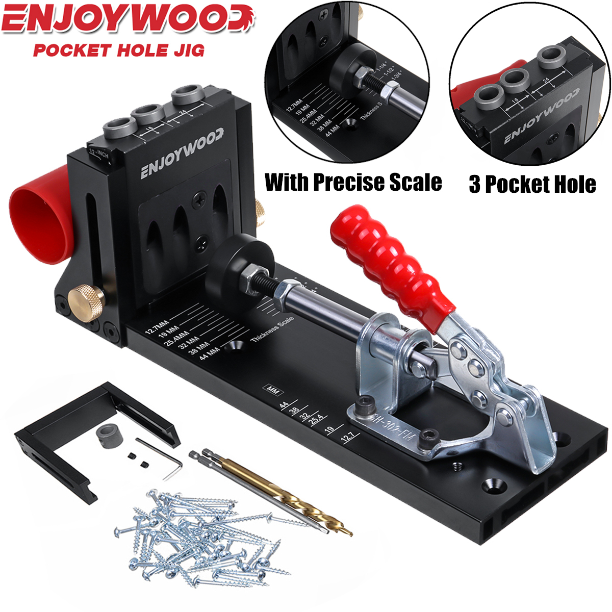 Pocket Hole Jig - ENJOYWOOD XK4 Woodworking Inclined Hole Doweling