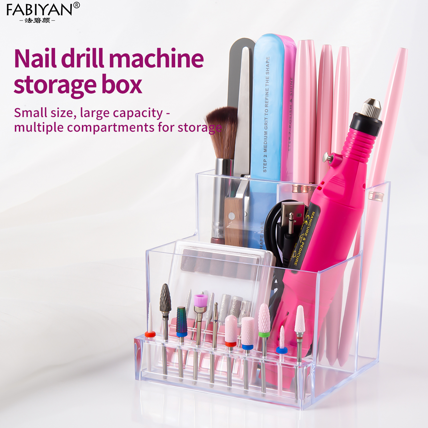 Tool Chest Cabinet - ABS Transparent Acrylic Nail Tools Organizer