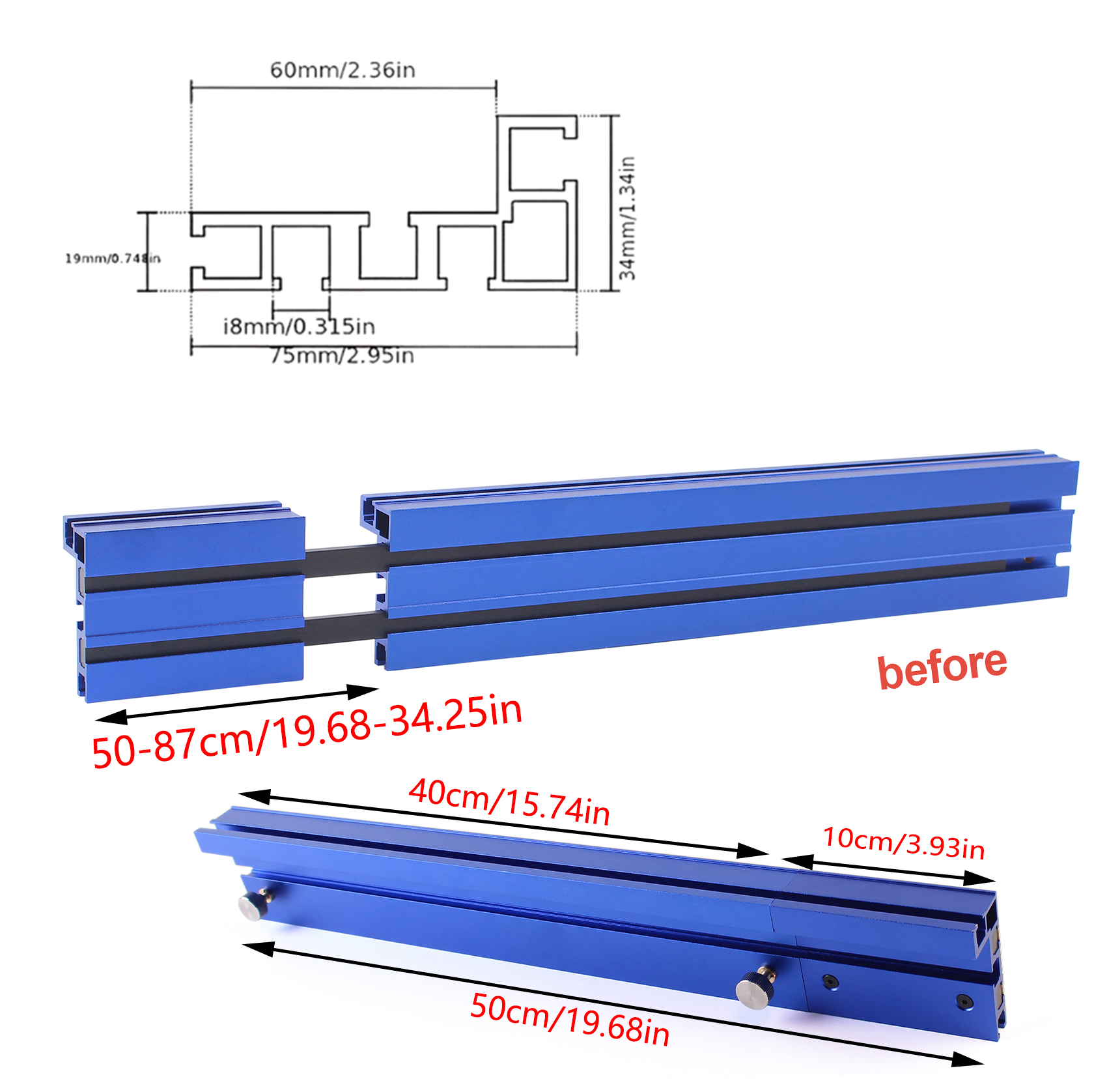 75 Type Blue Telescoping Alumi - Router Table Insert reseña y precio