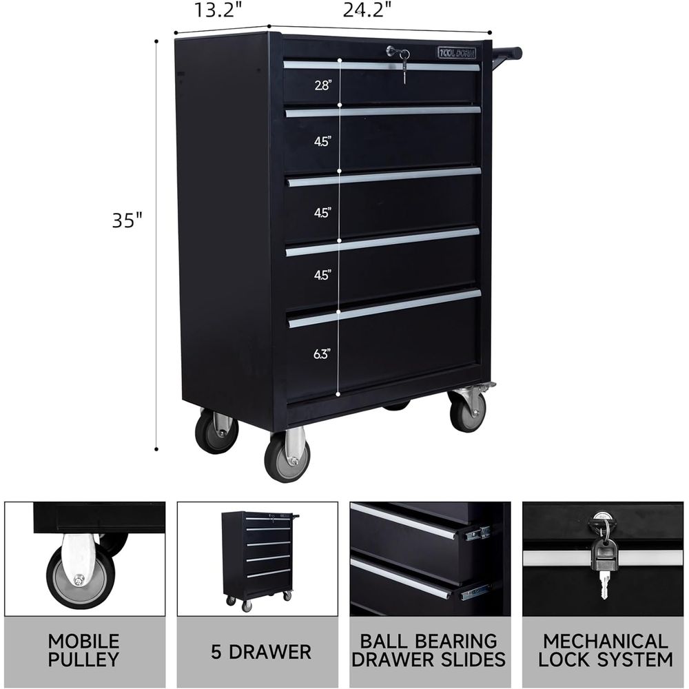 5-Drawer Rolling Tool Chest wi - Tool Chest Cabinet reseña y precio