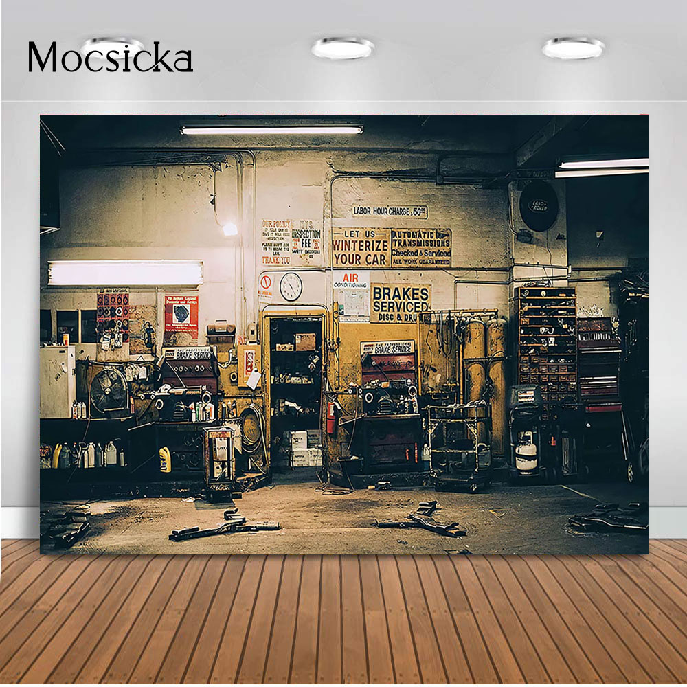 Retro Car Repairs Backdrop Too - Workshop Tools Photos reseña y precio