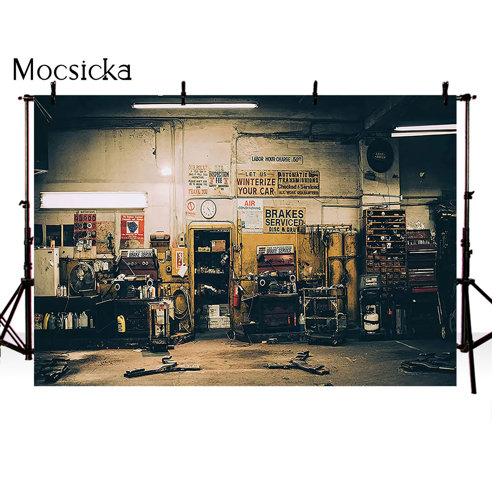 Retro Car Repairs Backdrop Too - Workshop Tools Photos reseña y precio