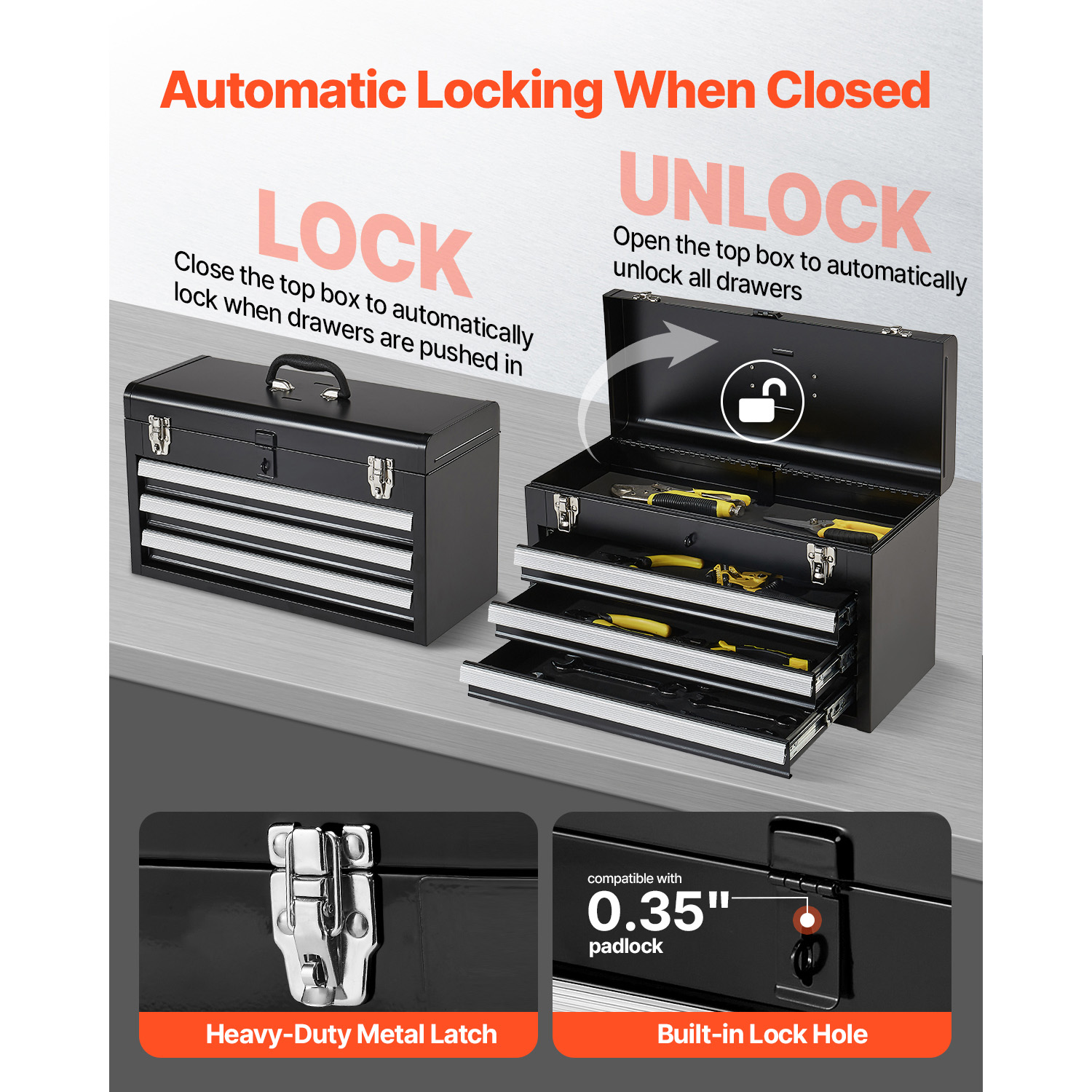 SucceBuy 20in 3-Drawer Metal T - Workshop Tools Box reseña y precio