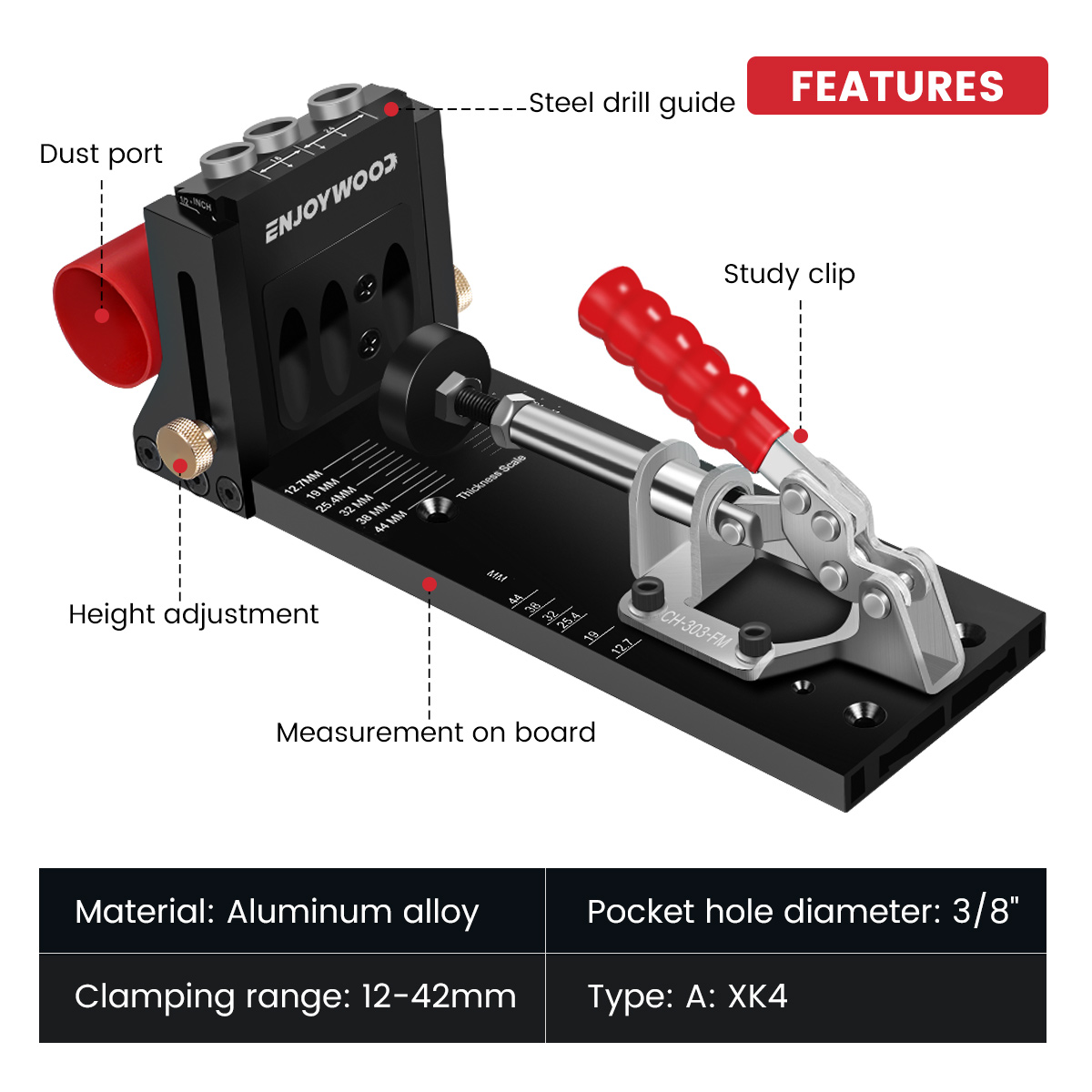 ENJOYWOOD XK4 Woodworking Incl - Pocket Hole Jig reseña y precio